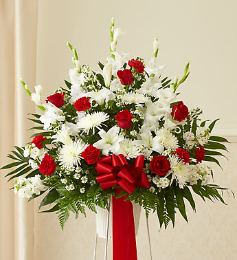 Heartfelt Sympathies Red &amp;amp; White Standing Basket